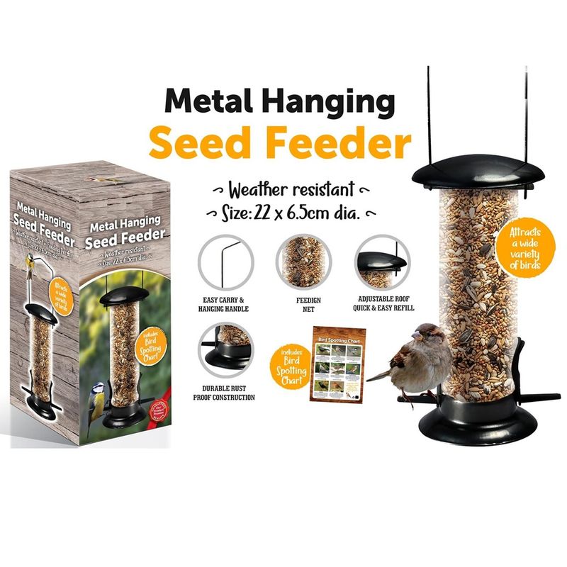 Petshop - Accesorii petshop - Culcusuri si custi - Tarcuri si colivii - Hranitor pentru pasari, 22 x 6.5 cm, transparent/negru, My Garden 1265 - Infinity.ro