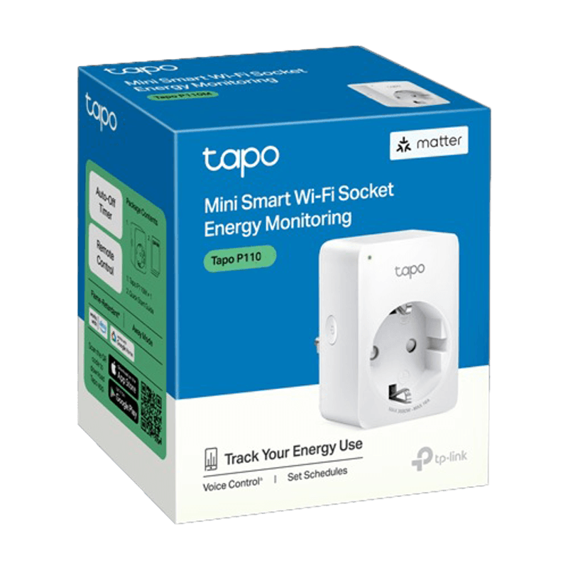 Casa si Gradina - Electrice - Prize - Priza inteligenta, 16A Wi-Fi, control vocal, monitorizare consum - TP-Link Tapo TapoP110 - Infinity.ro