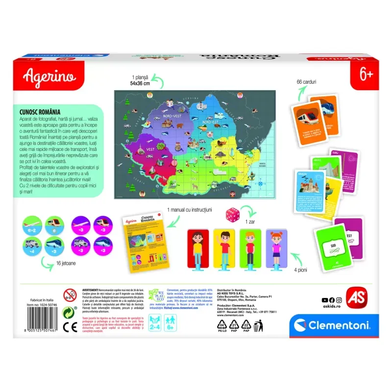 Jucarii, Copii si Bebe - Jucarii si jocuri - Jucarii & jocuri educative - Jocuri si jucarii educative - Joc Educativ Cunosc Romania In Limba Romana, Agerino - Infinity.ro