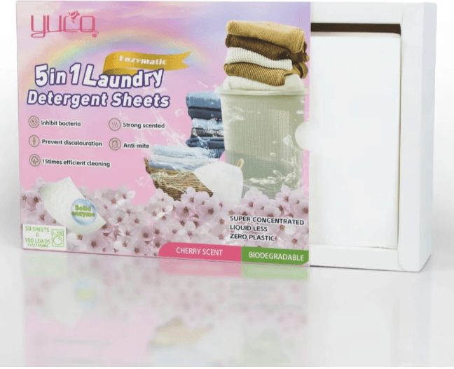 Detergent Rufe 5 IN 1 Inovator 50 Servetele = 100 Spalari, Fara Plastic, Parfum Personalizat din Flori de Cires