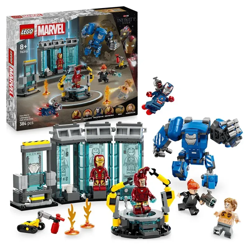 Jucarii, Copii si Bebe - Jucarii si jocuri - Seturi de constructie si cuburi - Seturi de constructie - Lego Super Heroes Laboratorul Lui Iron Man Sala Armurilor 76315 - Infinity.ro