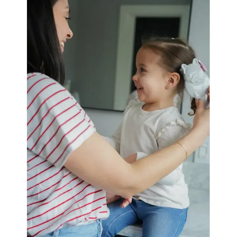 Jucarii, Copii si Bebe - Igiena si ingrijire - Accesorii ingrijire copii - Alte accesorii - Set 2 Piese Pieptan+perie Bebe, Melii, Model Bulldog - Infinity.ro