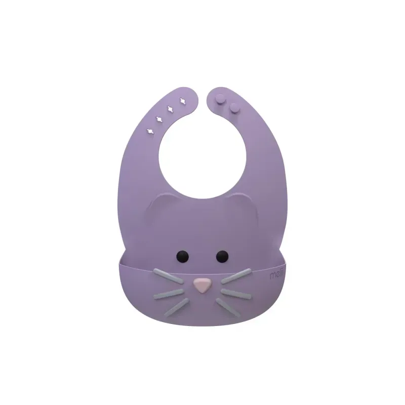 Jucarii, Copii si Bebe - Hrana si alaptare - Biberoane, suzete si accesorii hranire - Articole hranire bebelusi - Baveta Silicon, Melii, Model Pisica - Infinity.ro