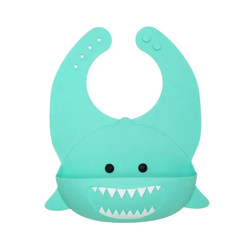 Jucarii, Copii si Bebe - Hrana si alaptare - Biberoane, suzete si accesorii hranire - Articole hranire bebelusi - Baveta Silicon, Melii, Model Rechin - Infinity.ro