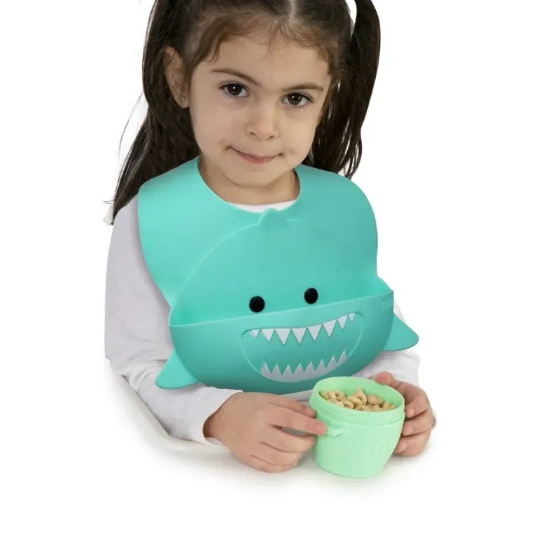 Jucarii, Copii si Bebe - Hrana si alaptare - Biberoane, suzete si accesorii hranire - Articole hranire bebelusi - Baveta Silicon, Melii, Model Rechin - Infinity.ro