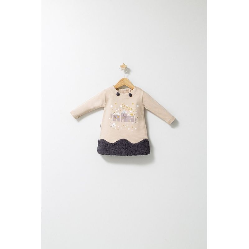 Fashion, accesorii si bijuterii - Copii - Imbracaminte copii - Rochii copii - Rochita cu volan pentru fetite Fun Penguin, Tongs baby, gri, marime 18-24 luni - Infinity.ro