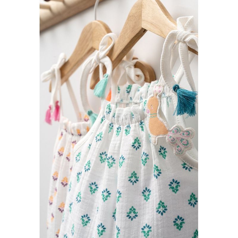 Fashion, accesorii si bijuterii - Copii - Imbracaminte copii - Rochii copii - Rochita de vara din muselina pentru fetite Peacock, Tongs baby, verde, marime 9-12 luni - Infinity.ro