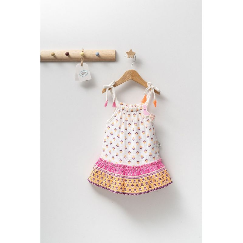 Fashion, accesorii si bijuterii - Copii - Imbracaminte copii - Rochii copii - Rochita de vara din muselina pentru fetite Peacock, Tongs baby, verde, marime 9-12 luni - Infinity.ro
