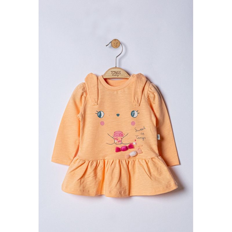 Fashion, accesorii si bijuterii - Copii - Imbracaminte copii - Rochii copii - Rochita Sweets pentru fetite, Tongs baby, somon, marime 9-12 luni - Infinity.ro