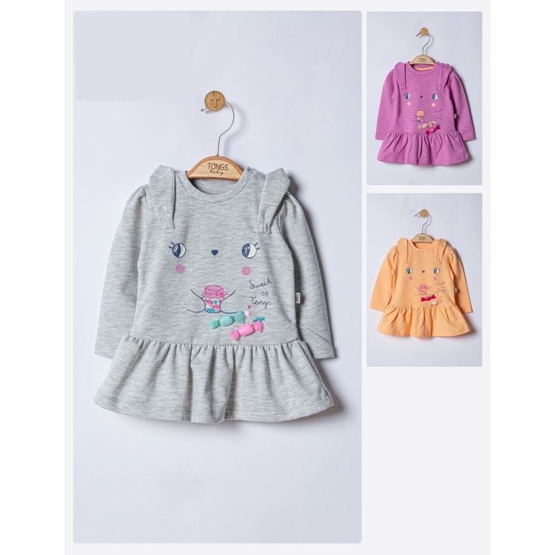 Fashion, accesorii si bijuterii - Copii - Imbracaminte copii - Rochii copii - Rochita Sweets pentru fetite, Tongs baby, somon, marime 9-12 luni - Infinity.ro