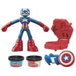 Jucarii, Copii si Bebe - Jucarii si jocuri - Figurine - Set de joaca cu figurina, Play-Doh, Marvel, Captain America, 10 cm - Infinity.ro