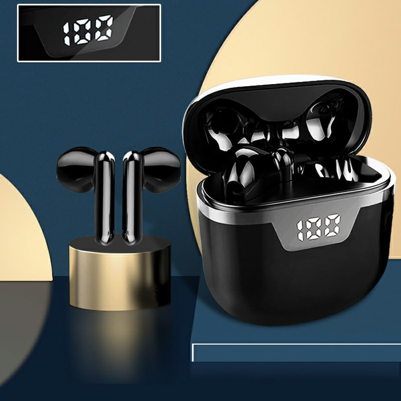 TV, Audio-Video si Foto - Portabile audio - Casti audio - Casti wireless stereo B55 TWS cu tehnologie Bluetooth 5.0, powerbank de 350 mAh si cablu de incarcare Type-C, in culoarea neagra - Infinity.ro