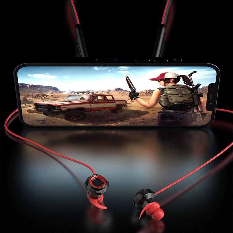 TV, Audio-Video si Foto - Portabile audio - Casti audio - Casti in-ear cu banda pentru gat, ideale pentru activitati sportive, bluetooth 5.0, Bass Boost, Negru-Ros - Infinity.ro