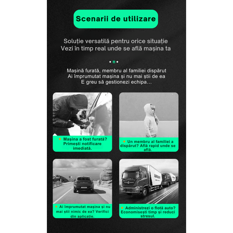 Laptop, Telefoane si Tablete - Wearables si gadgeturi - Gadgeturi - Dispozitive spionaj - Mini GPS Tracker Auto 4G Q8, localizare precisa, geofence, istoric traseu, cip Qualcomm, magnet, baterie 1150mAh, negru - Infinity.ro