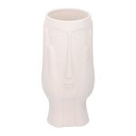 Casa si Gradina - Decoratiuni - Obiecte decorative - Vaze si boluri decorative - Vaza decorativa, din portelan, alb prafuit – design artistic cu fata stilizata si finisaj mat, 23x11x10 cm, Arti Casa - Infinity.ro