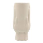 Casa si Gradina - Decoratiuni - Obiecte decorative - Vaze si boluri decorative - Vaza decorativa, din portelan, alb prafuit – design artistic cu fata stilizata si finisaj mat, 23x11x10 cm, Arti Casa - Infinity.ro