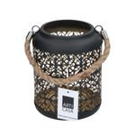 Casa si Gradina - Decoratiuni - Aromaterapie si lumanari - Suporturi lumanari - Felinar decorativ, din metal, cu model perforat floral si maner din sfoara, 17 cm, Arti Casa - Infinity.ro