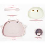 Jucarii, Copii si Bebe - Hrana si alaptare - Biberoane, suzete si accesorii hranire - Articole hranire bebelusi - Set hranire bebelusi pentru diversificare din silicon 6+ luni, Roz - Infinity.ro