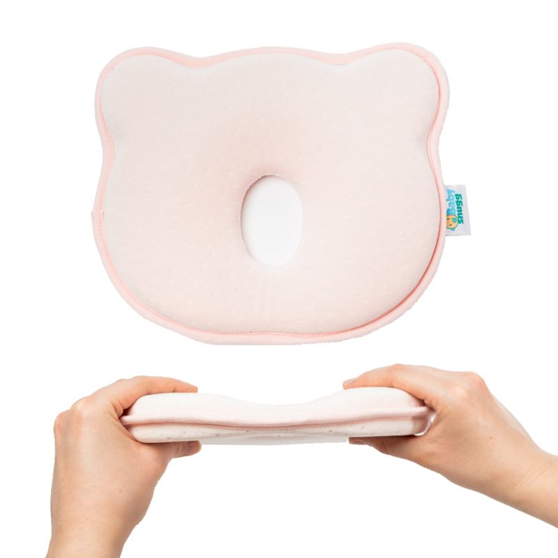 Jucarii, Copii si Bebe - Maternitate - Accesorii alaptare - Perna bebelusi cu 2 huse contra plagiocefaliei pentru formarea capului, Roz - Infinity.ro