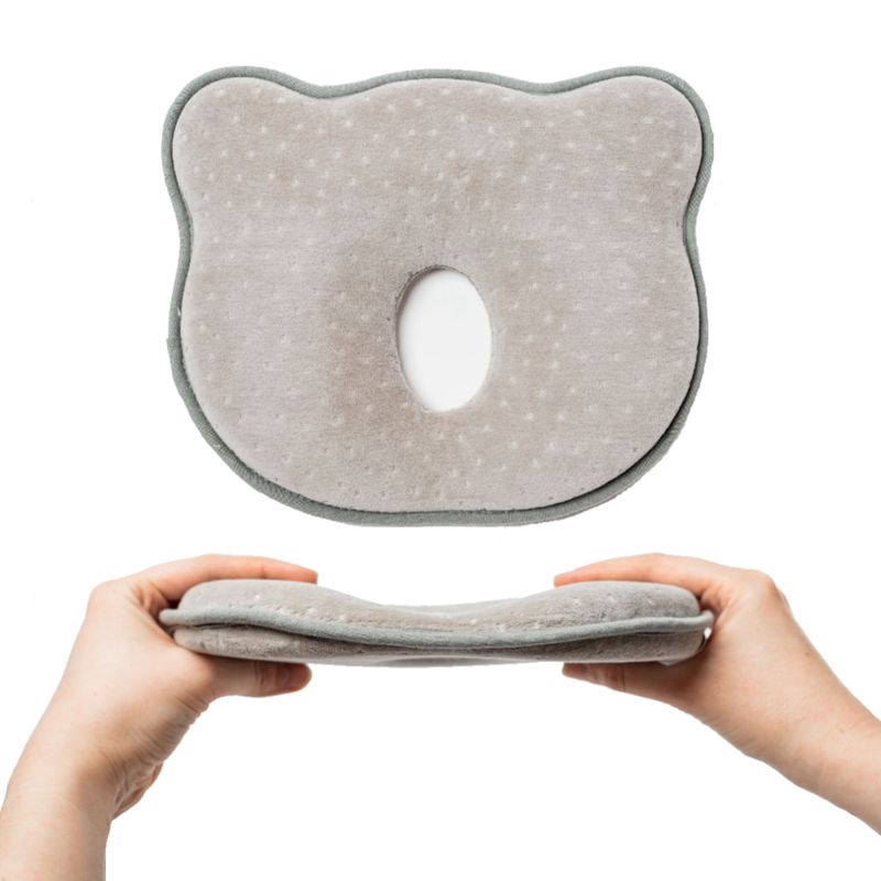 Jucarii, Copii si Bebe - Maternitate - Accesorii alaptare - Perna bebelusi cu 2 huse contra plagiocefaliei pentru formarea capului, Gri - Infinity.ro