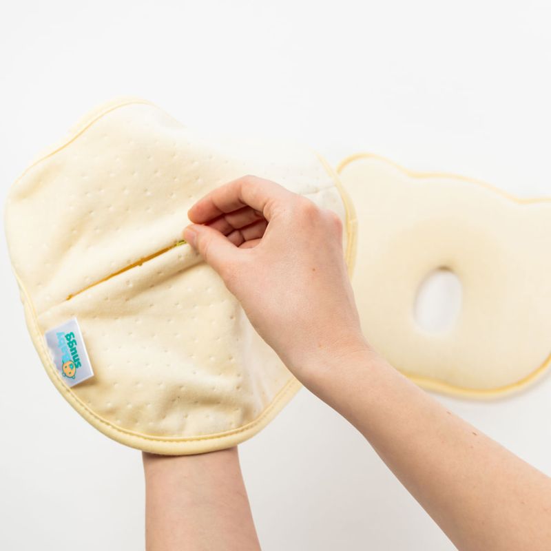 Jucarii, Copii si Bebe - Maternitate - Accesorii alaptare - Perna bebelusi cu 2 huse contra plagiocefaliei pentru formarea capului, Galben - Infinity.ro