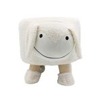 Casa si Gradina - Mobilier - Scaune si fotolii - Tabureti - Taburet decorativ, in forma de miel, cu picioare din lemn si blanita moale, culoarea alb, 36x28x27 cm, Arti Casa - Infinity.ro