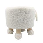 Casa si Gradina - Mobilier - Scaune si fotolii - Tabureti - Taburet decorativ, in forma de miel, cu picioare din lemn si blanita moale, culoarea alb, 36x28x27 cm, Arti Casa - Infinity.ro