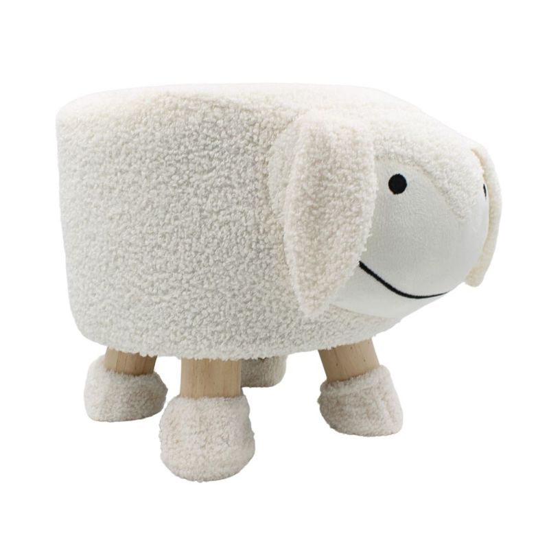 Casa si Gradina - Mobilier - Scaune si fotolii - Tabureti - Taburet decorativ, in forma de miel, cu picioare din lemn si blanita moale, culoarea alb, 36x28x27 cm, Arti Casa - Infinity.ro