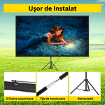 TV, Audio-Video si Foto - Videoproiectoare si accesorii - Ecrane proiectie - Ecran Proiectie cu Trepied 100 inch, 4K Ultra HD, 16:9, Reglabil 200–250 cm, Unghi 160°, Portabil, Aluminiu, Negru - Infinity.ro