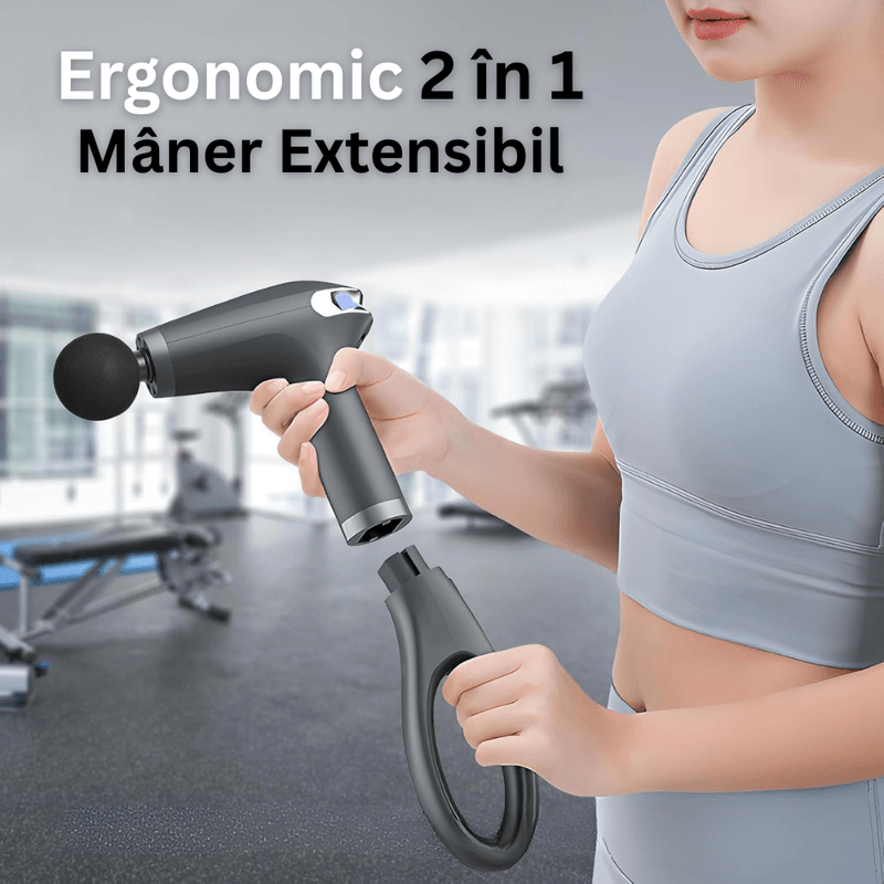 Ingrijire personala si Cosmetice - Sanatate si wellness - Articole wellness - Aparate si dispozitive de masaj - Aparat Masaj Profesional Tip Pistol, 8 Viteze, 4 Capete, Maner Prelungitor, 3200 rpm,Ecran LCD,USB-C,Tonifiere Musculara - Infinity.ro