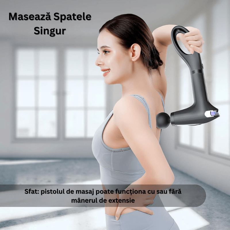 Ingrijire personala si Cosmetice - Sanatate si wellness - Articole wellness - Aparate si dispozitive de masaj - Aparat Masaj Profesional Tip Pistol, 8 Viteze, 4 Capete, Maner Prelungitor, 3200 rpm,Ecran LCD,USB-C,Tonifiere Musculara - Infinity.ro