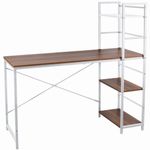 Casa si Gradina - Mobilier - Mese si birouri - Birouri - Birou calculator, Jumi, pal melaminat, otel, 3 rafturi, natur si alb, 120x52x120 cm - Infinity.ro