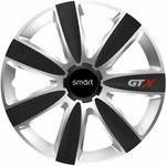 Auto si Moto - Anvelope si jante - Accesorii roti - Capace roti - Set 4 Capace Roti GTX Carbon Gri-Negru R14, Pentru Smart - Infinity.ro
