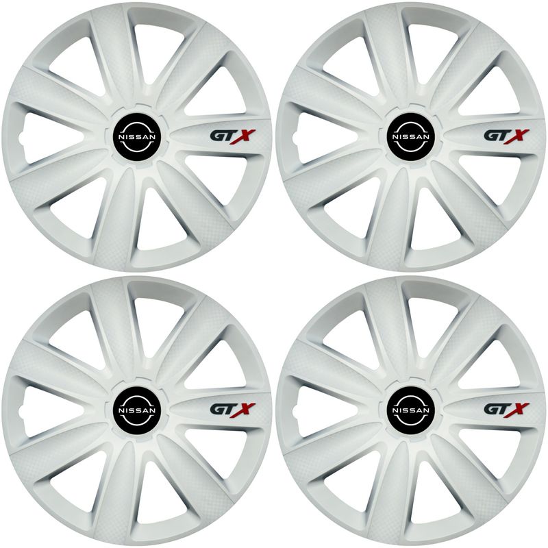 Auto si Moto - Anvelope si jante - Accesorii roti - Capace roti - Set 4 Capace Roti GTX Alb R15, Compatibil Cu Nissan Nou - Infinity.ro