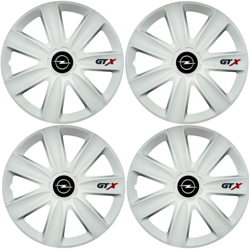 Auto si Moto - Anvelope si jante - Accesorii roti - Capace roti - Set 4 Capace Roti GTX Alb R15, Compatibil Cu Opel - Infinity.ro