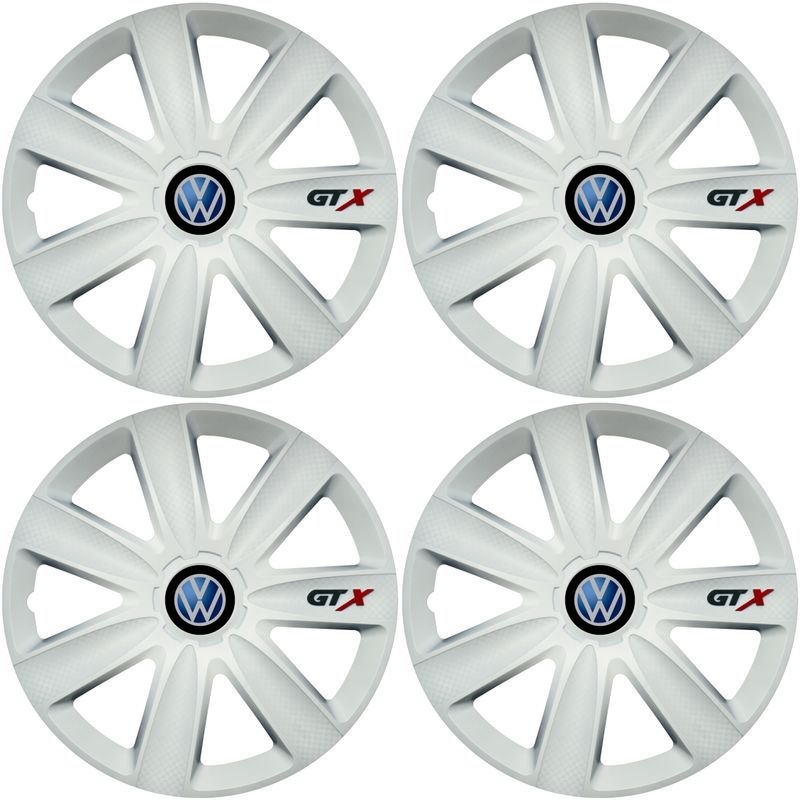 Auto si Moto - Anvelope si jante - Accesorii roti - Capace roti - Set 4 Capace Roti GTX Alb R15, Compatibil Cu Volkswagen - Infinity.ro
