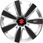 Auto si Moto - Anvelope si jante - Accesorii roti - Capace roti - Set 4 Capace Roti GTX Carbon Gri-Negru R15, Pentru Suzuki - Infinity.ro