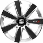 Auto si Moto - Anvelope si jante - Accesorii roti - Capace roti - Set 4 Capace Roti GTX Carbon Gri-Negru R16, Pentru Seat - Infinity.ro