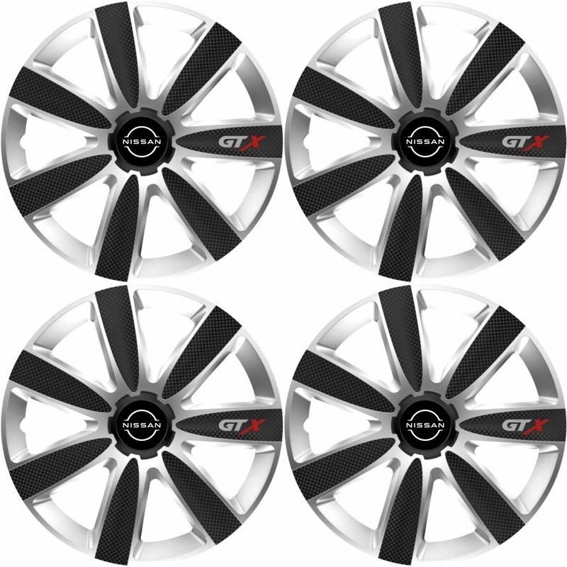 Auto si Moto - Anvelope si jante - Accesorii roti - Capace roti - Set 4 Capace Roti GTX Carbon Gri-Negru R17, Pentru Nissan Nou - Infinity.ro