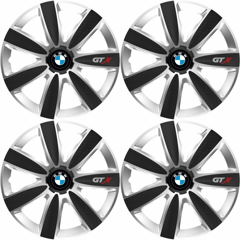 Auto si Moto - Anvelope si jante - Accesorii roti - Capace roti - Set 4 Capace Roti GTX Carbon Gri-Negru R17, Pentru BMW - Infinity.ro