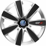 Auto si Moto - Anvelope si jante - Accesorii roti - Capace roti - Set 4 Capace Roti GTX Carbon Gri-Negru R14, Pentru Volkswagen - Infinity.ro