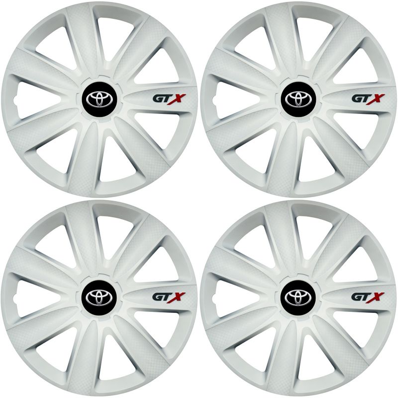 Auto si Moto - Anvelope si jante - Accesorii roti - Capace roti - Set 4 Capace Roti GTX Alb R15, Compatibil Cu Toyota - Infinity.ro