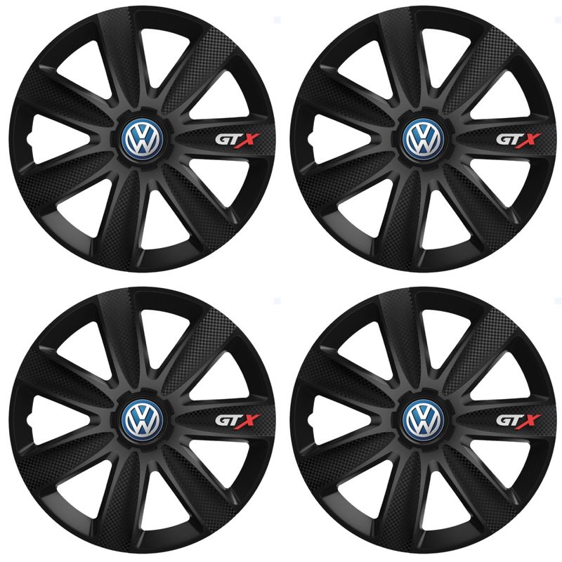 Auto si Moto - Anvelope si jante - Accesorii roti - Capace roti - Set 4 Capace Roti GTX Negru Carbon Volkswagen, R17 - Infinity.ro