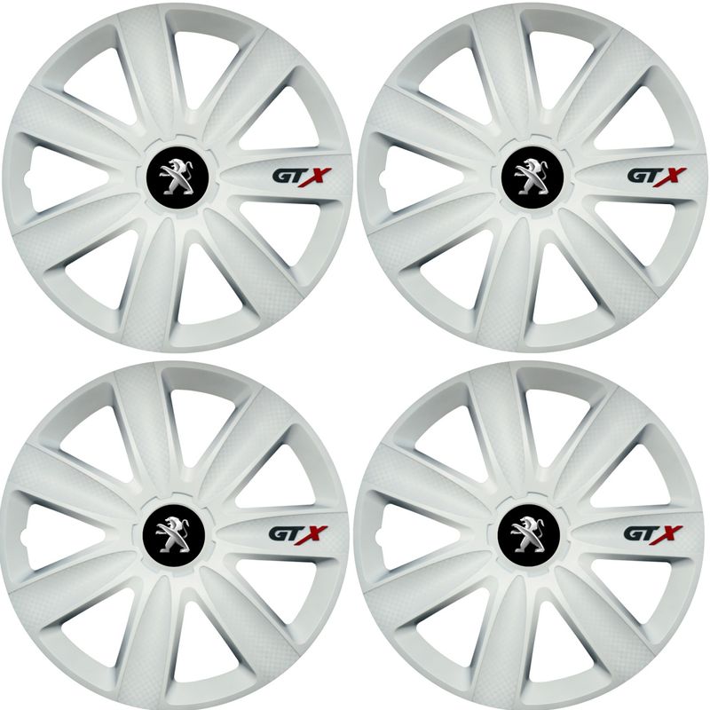 Auto si Moto - Anvelope si jante - Accesorii roti - Capace roti - Set 4 Capace Roti GTX Alb R15, Compatibil Cu Peugeot - Infinity.ro