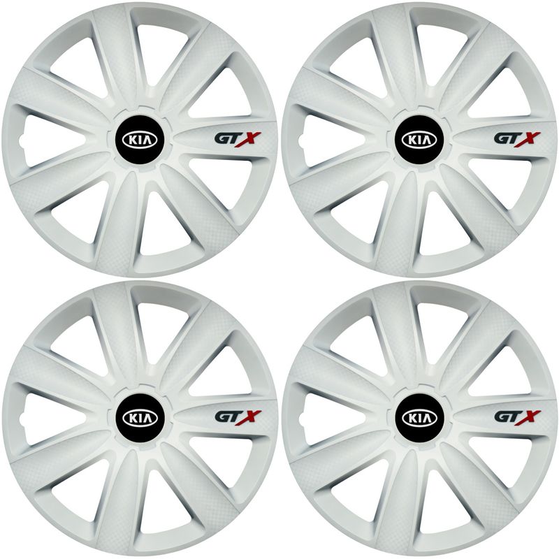 Auto si Moto - Anvelope si jante - Accesorii roti - Capace roti - Set 4 Capace Roti GTX Alb R15, Compatibil Cu Kia - Infinity.ro