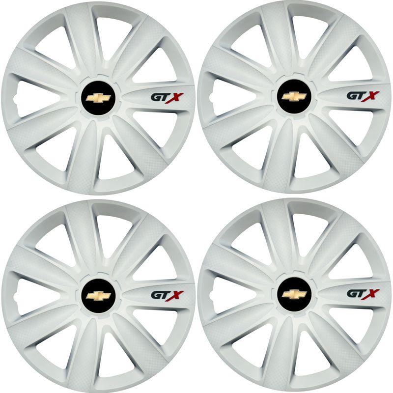 Auto si Moto - Anvelope si jante - Accesorii roti - Capace roti - Set 4 Capace Roti GTX Alb R15, Compatibil Cu Chevrolet - Infinity.ro
