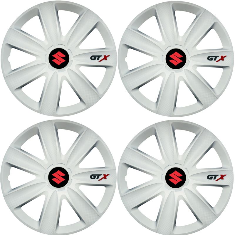 Auto si Moto - Anvelope si jante - Accesorii roti - Capace roti - Set 4 Capace Roti GTX Alb R16, Compatibil Cu Suzuki - Infinity.ro
