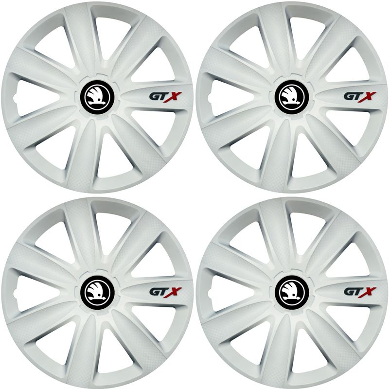 Auto si Moto - Anvelope si jante - Accesorii roti - Capace roti - Set 4 Capace Roti GTX Alb R16, Compatibil Cu Skoda nou - Infinity.ro
