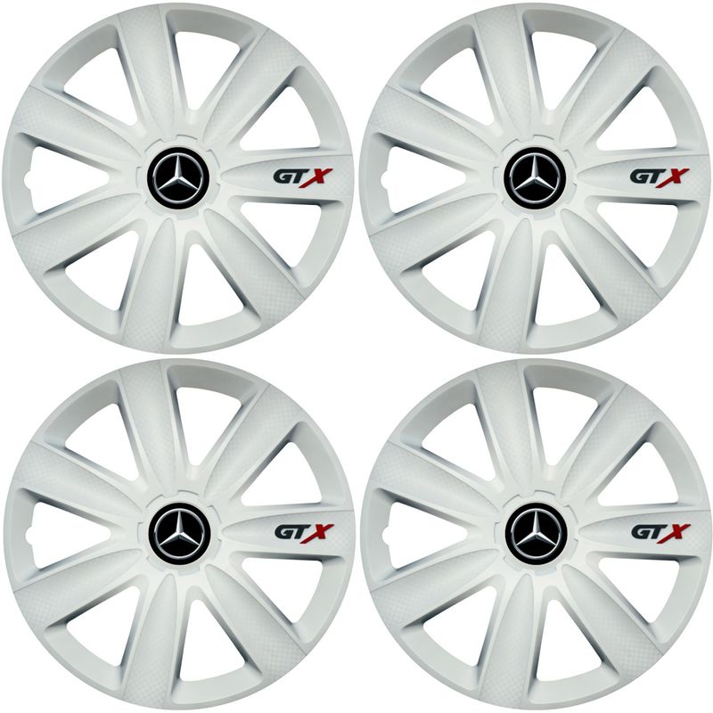 Auto si Moto - Anvelope si jante - Accesorii roti - Capace roti - Set 4 Capace Roti GTX Alb R16, Compatibil Cu Mercedes - Infinity.ro