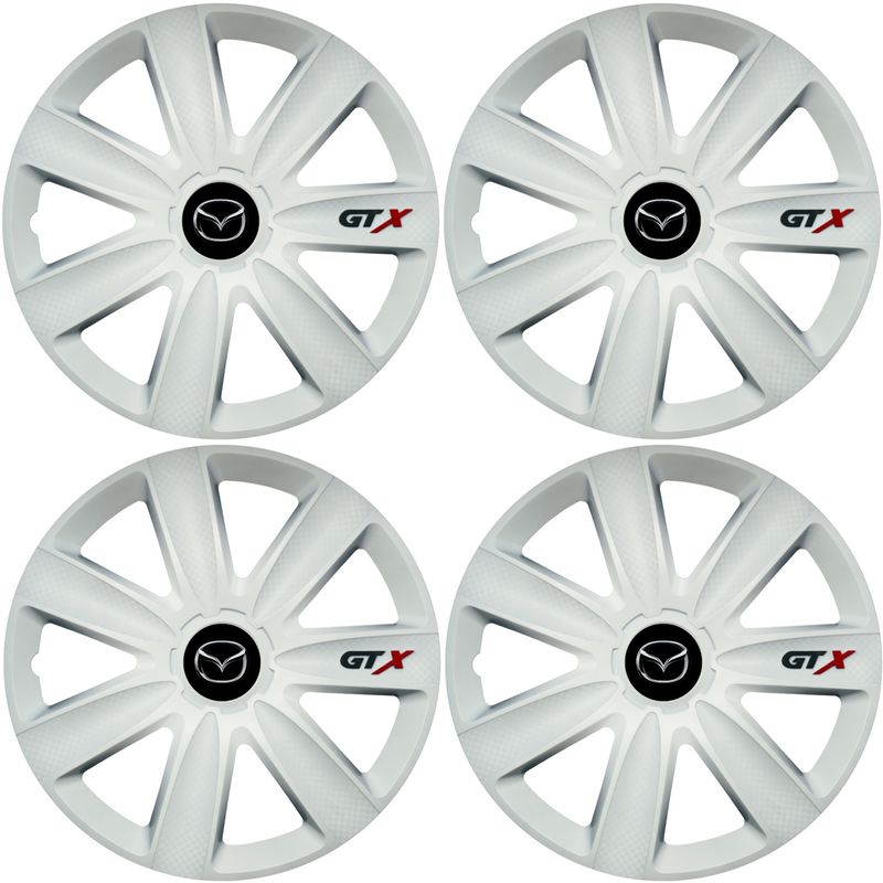 Auto si Moto - Anvelope si jante - Accesorii roti - Capace roti - Set 4 Capace Roti GTX Alb R16, Compatibil Cu Mazda - Infinity.ro